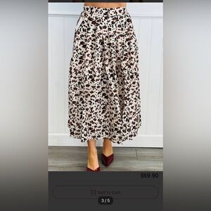 Entro Animal Print Midi Skirt in Black and Brown